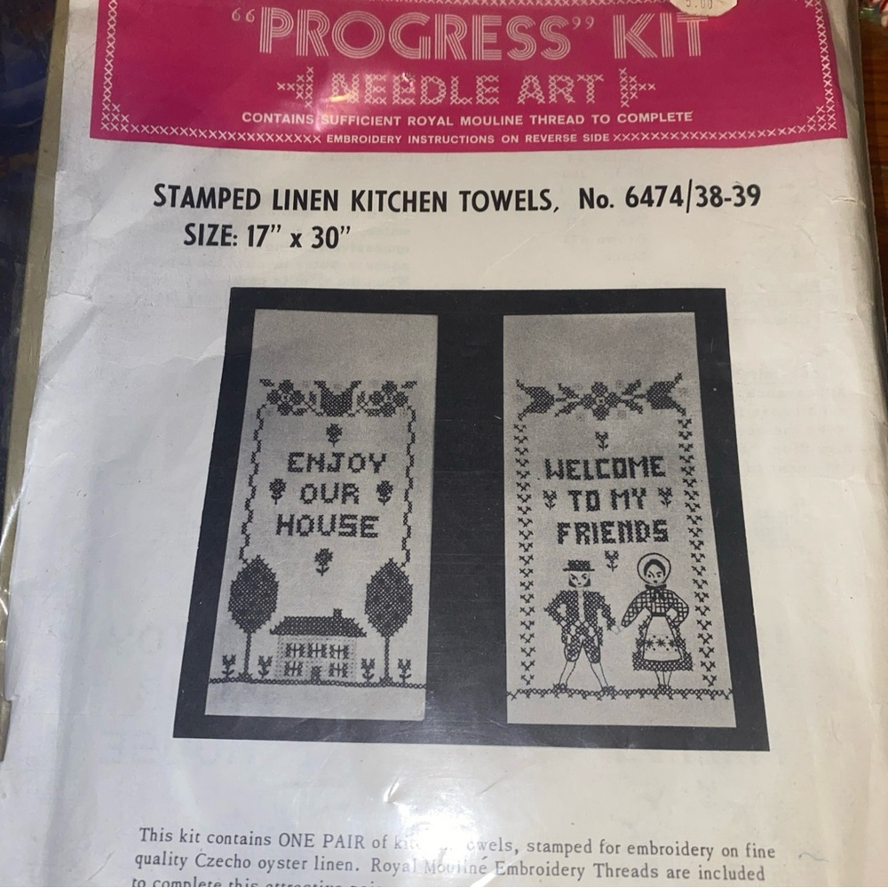 New Vintage towel kit for cross stitch